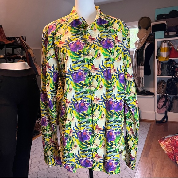 GANISH Vibrant Floral Print Button-Up Men’s Shirt Size XXL - Picture 4 of 6